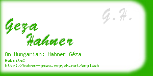 geza hahner business card