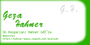 geza hahner business card